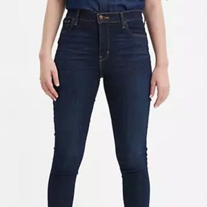 Levi high rise dark denim skinny jeans